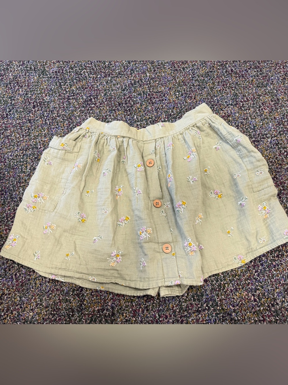 Cat & Jack Sage Green Floral-Embroidered Skirt
